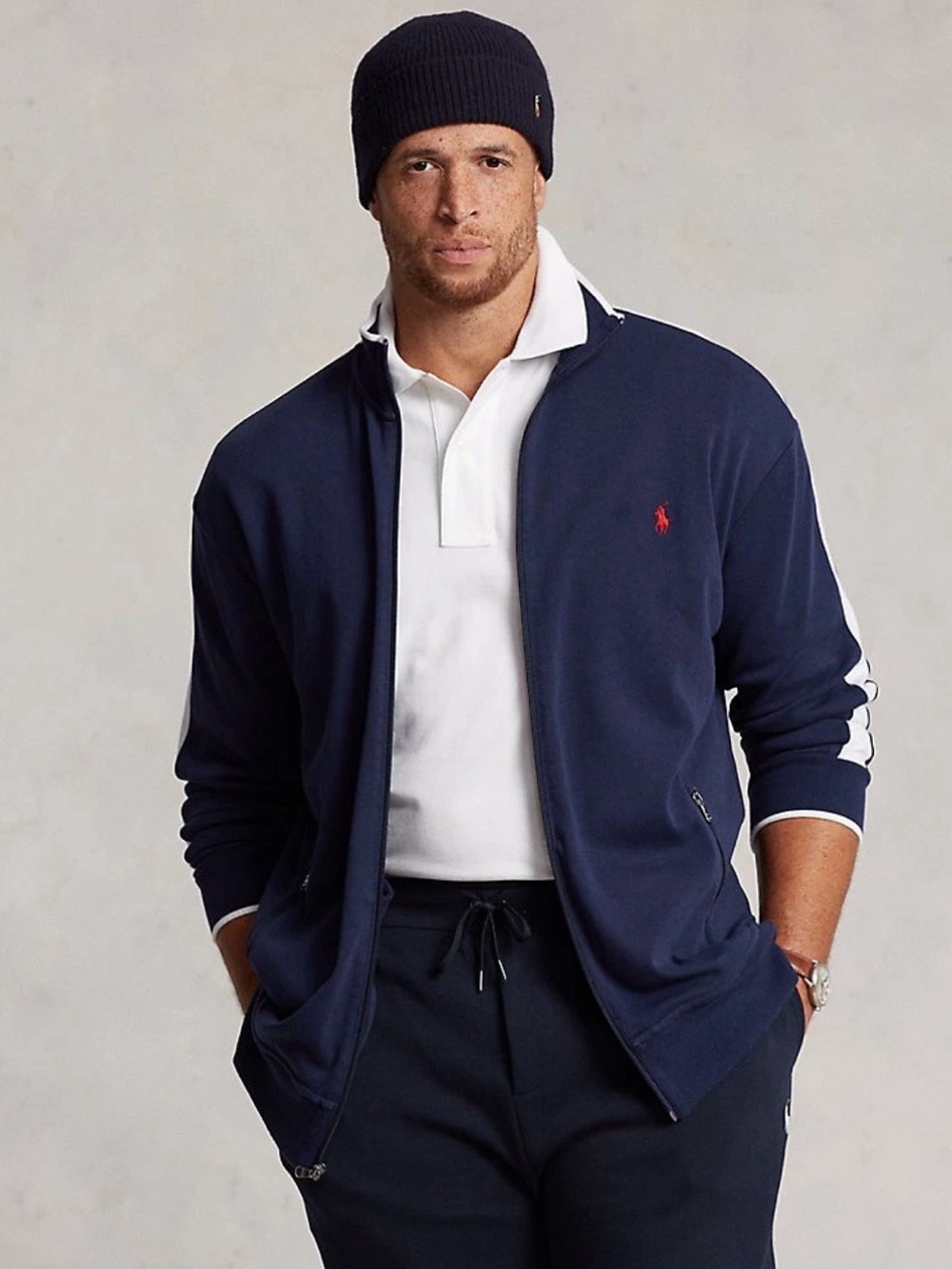 Polo Ralph Lauren Track Jacket Performance Full Zip Sweatshirt Navy Blue Men L